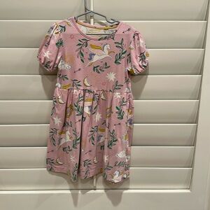Mini Boden Pink Dress with Unicorn and Moon Print